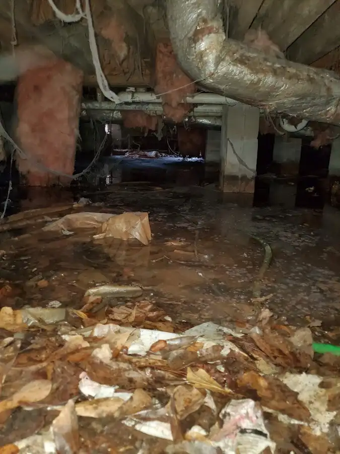 Crawl space flood assessment for Commercial Water Damage Restoration in Uxbridge